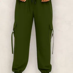 classy creations Women Comfort Fit Green Pure Cotton Trousers-picture-26