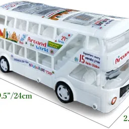 wasinat toys stores White Color Double Dacker Non Rechargeable Bus Toy for Kids image 2