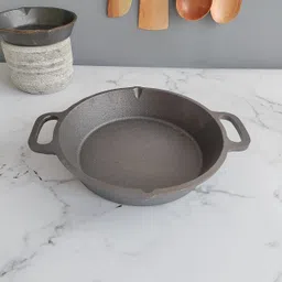 zishta Skillet Pan Iron-Frying Pan Cast Iron Tawa-Gas and Induction Flat Pan 25.4 cm diameter 2.1 L capacity image 3