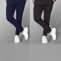 miramichi Pack of 2 Men Regular Fit Silver Lycra Blend Trousers-picture-13