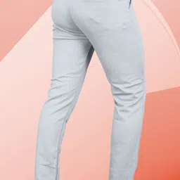 indiclub Men Slim Fit Silver Linen Blend Trousers image 2