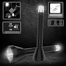 anishify LED Torch Strong Beam 900m Range & Cob Tracking Light Rechargeable 8 hrs Torch Emergency Light image 2