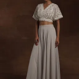 libas Women Georgette Ethnic Top Palazzo Dupatta Set image 2