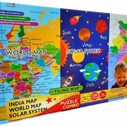 muren 3 in 1 Jigsaw Puzzles India Map, World Map & Solar System Play & Learn for Kids-picture-18