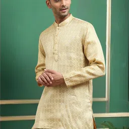 tattva Men Woven Design Cotton Blend Straight Kurta image 3