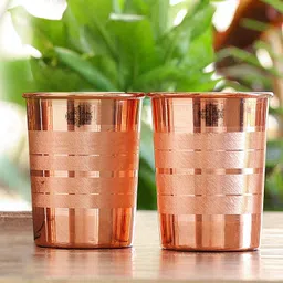 indianartvilla (Pack of 2) Set of Copper Glass, 300 ml Each, Drinkware & Tableware Glass Water/Juice Glass-picture-25