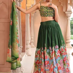purvaja Floral Print Semi Stitched Lehenga Choli image 5