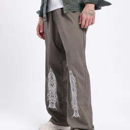 glitchez Men Relaxed Grey Polyester Trousers image 1