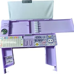 glamnjoy Pencil Box dual compartments, schedule, push-button access, compass, multiple themes Art Plastic Pencil Box image 3