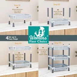 qtrix 3-Layer Kitchen Trolley Multipurpose Rack for Storage/Vegetable Trolley Plastic Kitchen Trolley image 3