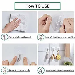 leon westgate Pack of 12 Self Adhesive Hooks,Multi Purpose sticky hook/Towel Holder PinX12.241 Chrome, Clear Towel Holder image 2