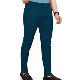 jay vachhraj Men Slim Fit Dark Blue Lycra Blend Trousers image 3