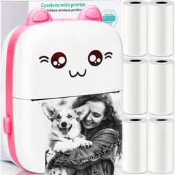 TECHEL Mini Printer, Fast Paper Output Self-Adhesive for3 ROOL (Pink)FDG2 Multi-function Monochrome Label Printer-picture-18