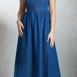 tiara world Women A-line Dark Blue Above Knee/Mid Thigh Length Dress-picture-21