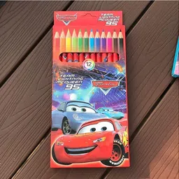 radhya accessories 12 Colors- 1 Pack Cartoon Pencil Colors for Kids Cars Pencil Colors Crayons Pencil image 1