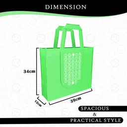 homestic Pack of 12 Smile Foldable Grocery/Shopping Bags For Women | Orange & Green Pack of 12 Grocery Bags image 3