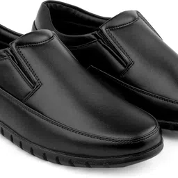 zixer Genuine Synthetic Leather Office Black Formal Shoes For Men Branded Without Lace Slip On For Men image 4