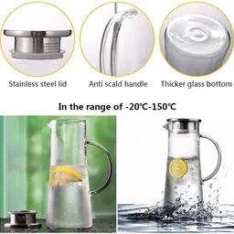 ajagiya mart 1.3 L Glass Water Jug image 2