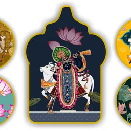 Shree Nath Ji Wooden wall hanging and home wall decoration Pack of 5-image-87