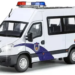 deoxy Diecast Metal Police Ambulance Car Van Toys Alloy Sound Light Pull Back Kids Toy-picture-33