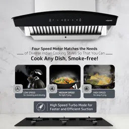 v-guard A10 Auto Clean 60cm|Touch & Gesture Control | Powerful Section Wall Mounted Stainless Steel 1400 CMH Chimney image 5