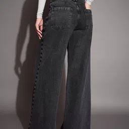 sassafras Women Straight Fit High Rise Black Jeans image 5