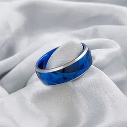 saizen Blue Plated Inside and Outside Tungsten Carbide Wedding Band Ring Stainless Steel Rhodium Plated Ring-picture-28
