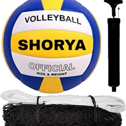 shorya SUPER SOFT SYNTHITIC HAND STICHED WITH NYLON NET Volleyball - Size: 4 image 1