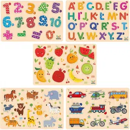webby Set of 5 Wooden Educational Colorful Puzzle for Preschool Montessori Kids-picture-19