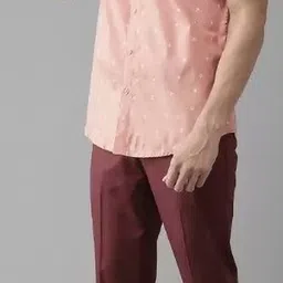 pesado Men Slim Fit Maroon Cotton Blend Trousers image 4