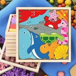vhd Sea Animal Wooden Jigsaw Puzzle for Kids – Educational Toy Q127-picture-38