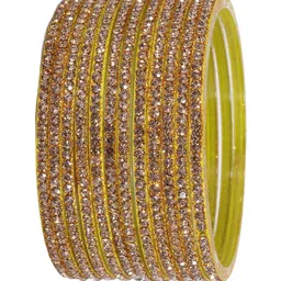 NMII Set of 12 Glass & Zircon Gemstone Studded Glossy Finished Bangles-picture-27