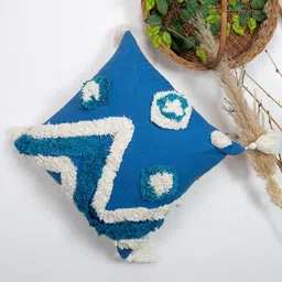 thegasbh Blue Cotton Tufted Cushion Covers (Pack Of 2) image 4