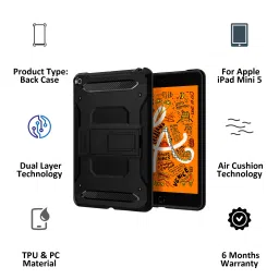 spigen Tough Armor TECH Polycarbonate Back Cover for Apple iPad Mini 5 (Shock Absorption, Black) image 4