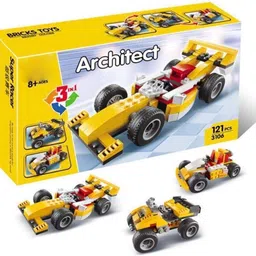 sanchi creation Architect 3 in 1 Building Blocks Set 121 Pcs Educational Construction Racing Car-picture-27