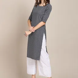 7threads KALINI PACK OF 2 Women Orange & Blue Ethnic Motifs Printed Summer Sheers Crepe Kurta image 3