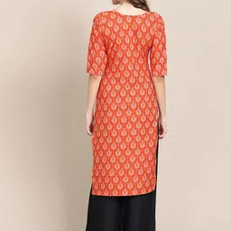 7threads KALINI Women Pack of 2 Orange & black Printed Crepe Kurta image 5