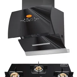 Combo of 3 Burner Auto Ignition Gas Cooktop (GH03)and GO60 (2 Feet) Auto Clean Wall Mounted Black 1400 CMH Chimney-image-24