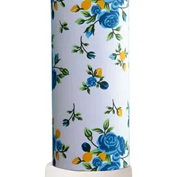 Devansh White Printed Wooden Contemporary Cylindrical Shaped Table Lamp image 5