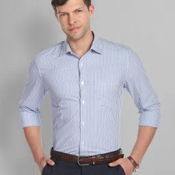 ad by arvind Men Regular Fit Striped Spread Collar Formal Shirt-picture-20