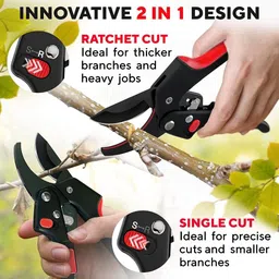 verilux 2Pcs Gardening Scissors Lockable Pruning Shears Safe Grip Safe Lock Bypass Pruner and Pruning Shear Set with Ergonomic Grip SK5 Steel Bypass Pruner image 4