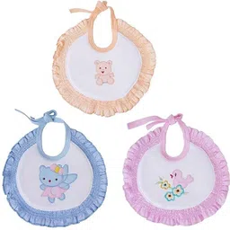 sarvatapana Bibs for Baby Frill Printed Stylish Set of 3 Cotton No Waterpoof Infant Apron-picture-12