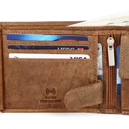 wildhorn Men Casual Tan Genuine Leather RFID Wallet - Regular Size image 4