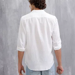 wrogn Men Slim Fit Solid Casual Shirt image 3