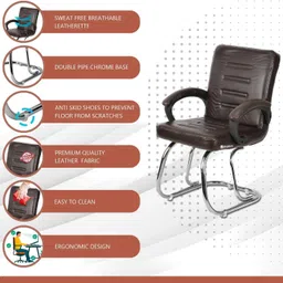 goyal steel & furniture industries Budget-Friendly Guest Chair Home Office Comfortable Cushion Visitor Leatherette Office Arm Chair image 5