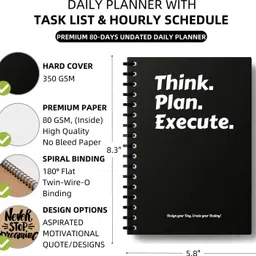 the papier ocean Undated Daily Productivity Tracker and Task Organizer A5 Planner Ruled 160 Pages image 2
