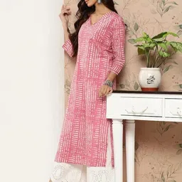 ambrosia retail Women Striped Cotton Blend Straight Kurta image 1