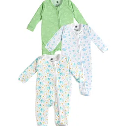 The Mom Store Infants Pack Of 3 Printed Cotton Sleepsuits-image-12