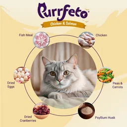 purrfeto dry adult cat food chicken & salmon 3 Kg | 40% reduction in UTD Salmon, Fish 3 kg Dry Adult Cat Food image 4