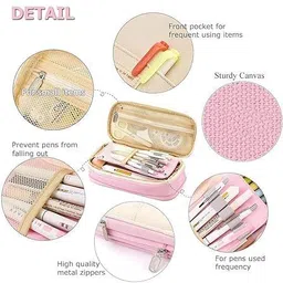 pixna Pencil Case Pencil Pouch for College Student solid Art Canvas Pencil Boxes image 3